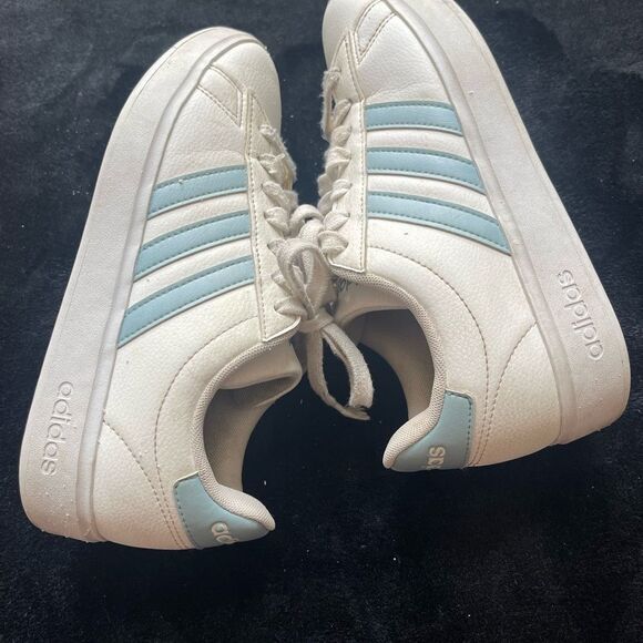 Adidas Grand Court 2.0 white and blue leather sneakers, size 6 1/2 - Picture 9 of 13